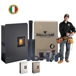 Estufa a Pellet Termovana Italiana Pasillo Wave 8kw + kit pared obsequio+ Instalación