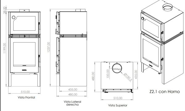 CALEFACTOR  CON HORNO ZETA 2-1  HORNO 100 M2 - Image 3