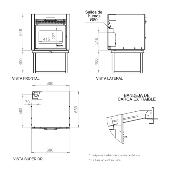 Estufa Insertable a Pellet 12 kw Tirso carga frontal A++ - Image 5