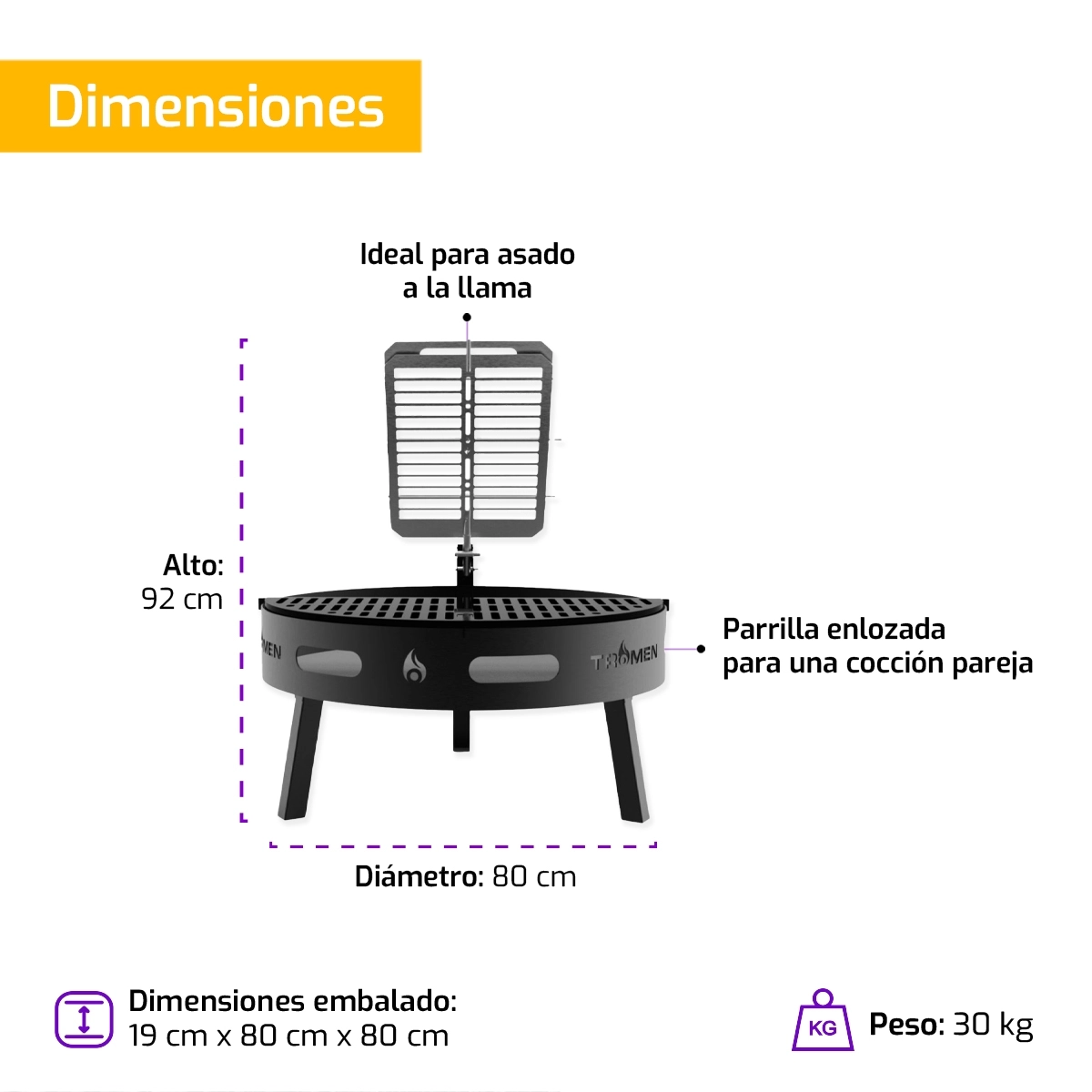 FOGON PARRILLA DUOMO 800 CON CRUZ - Image 4