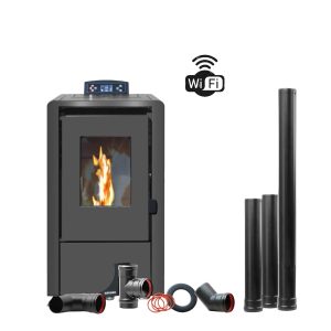 Estufa a Pellet 6 Kw + kit pared +Wi-Fi + aspiradora de obsequio