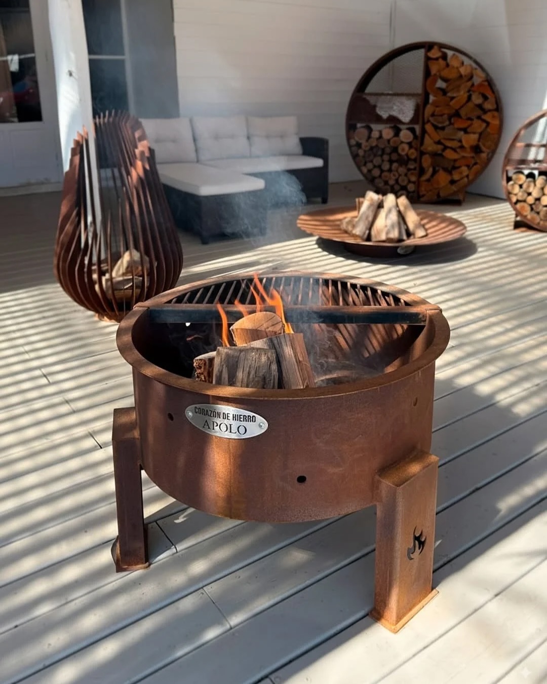 FOGON APOLO 75 cm- acero corten con parilla - Imagen 12