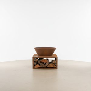 FOGON ATENEA 60 cm- Acero corten con leñero