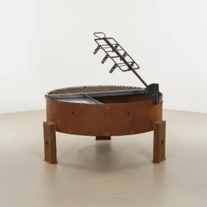 FOGON AQUILES 100 CM - ACERO CORTEN CON PARRILLA Y CRUZ