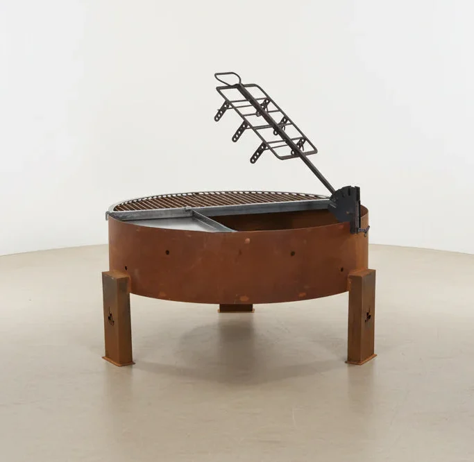 FOGON AQUILES 100 CM - ACERO CORTEN CON PARRILLA Y CRUZ
