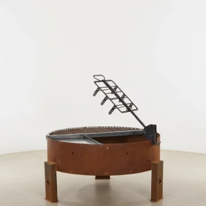FOGON AQUILES 120 CM - ACERO CORTEN CON PARRILLA Y CRUZ