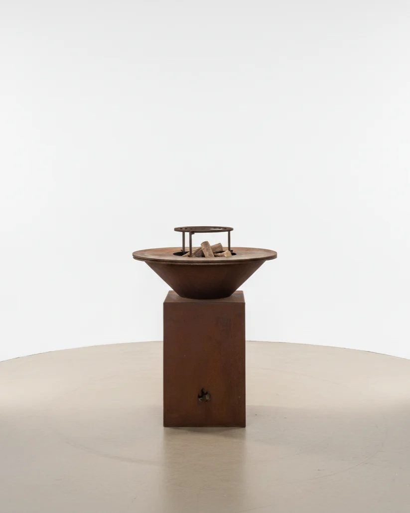 FOGON CRONOS 90 CM - ACERO CORTEN CON LEÑERO - Imagen 11