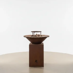 FOGON CRONOS 90 CM - ACERO CORTEN CON LEÑERO