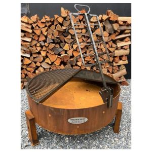 FOGON AQUILES 100 CM - ACERO CORTEN CON PARRILLA Y CRUZ