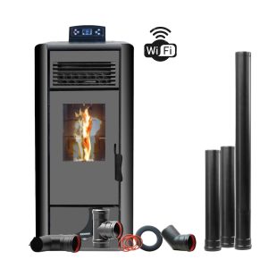 Estufa a Pellet 8 Kw + kit pared +Wi-Fi + aspiradora de obsequio